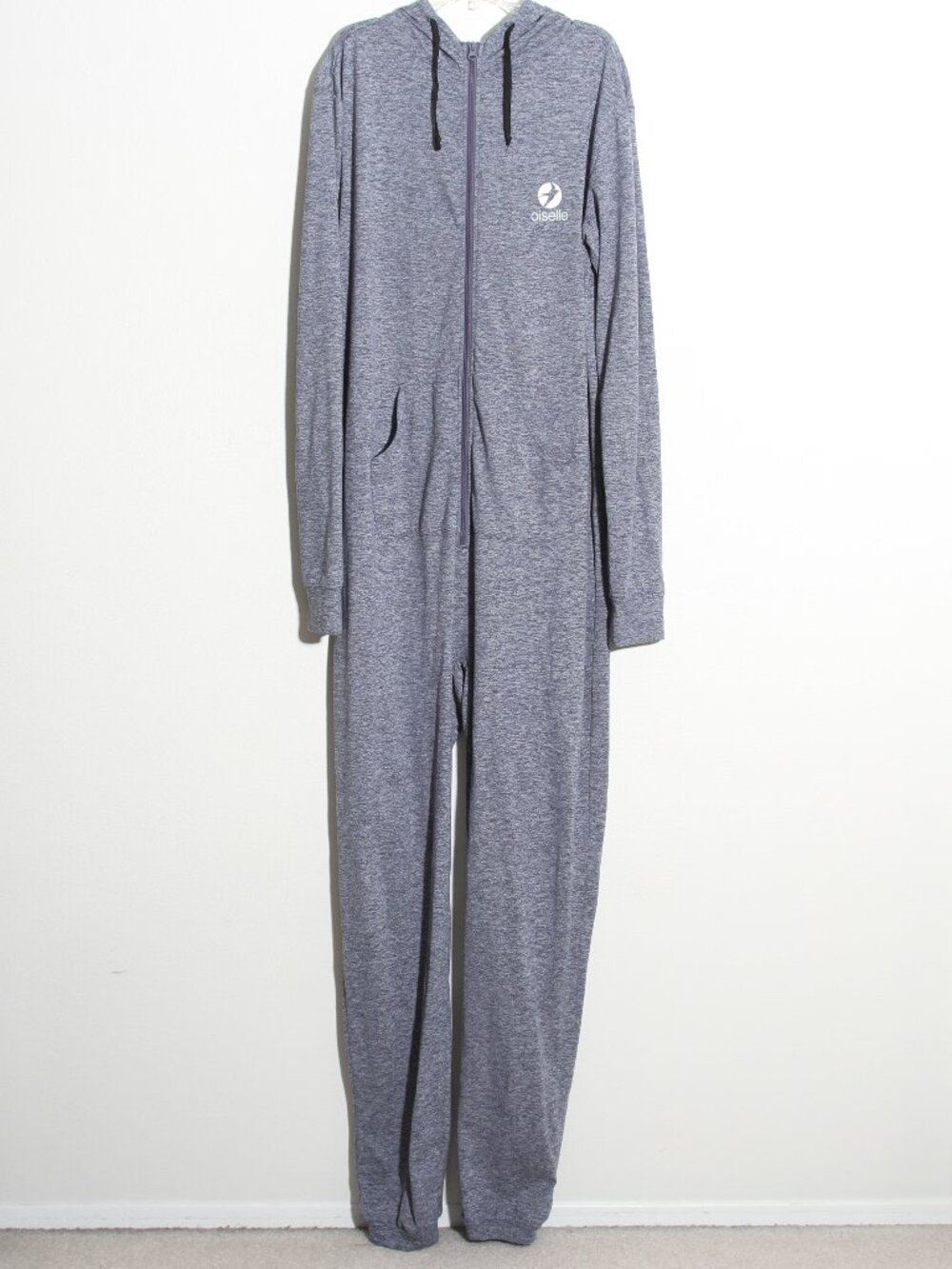 Oiselle Lux Yeti Onesie Blue Gray Zip Up Hooded Running Jumpsuit One-Piece Large